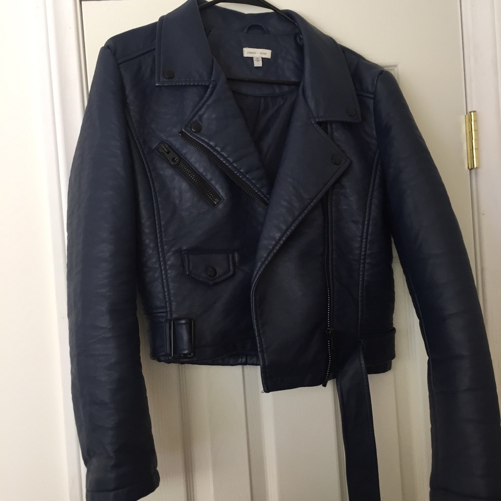 Urban Outfitters Navy Leather Jacket